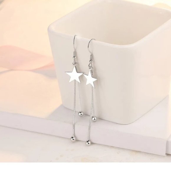 925 Sterling Silver luxury star Tassel bead earrings for women fashion p… - Picture 5 of 5